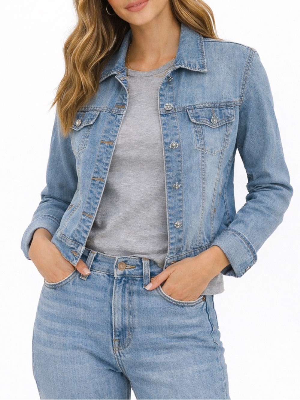 Youngique  Cropped Denim Jacket Medium | Y2K Coastal Casual Layer